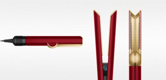 جهاز تمليس الشعر Dyson Airstrait™‎ باللون الأحمر المخملي والذهبي