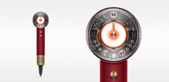 مجفف الشعر Dyson Supersonic Nural™ باللون الأحمر المخملي والذهبي