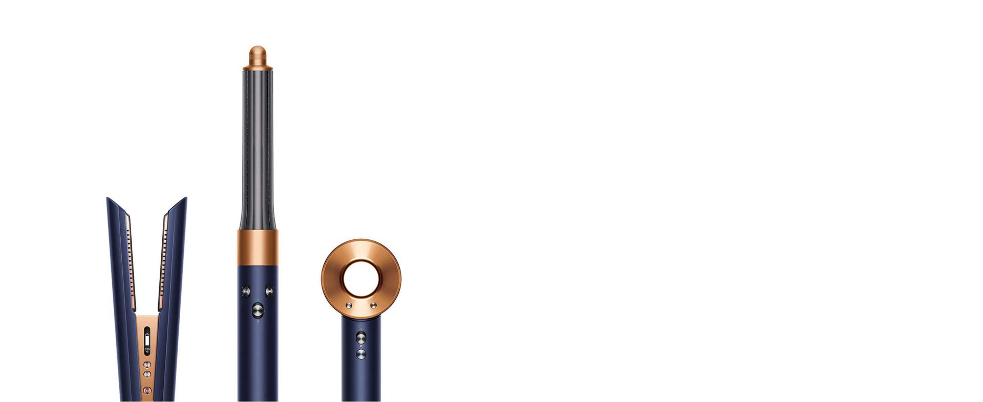 Dyson hair technology, all in the Prussian Blue and Copper colourway