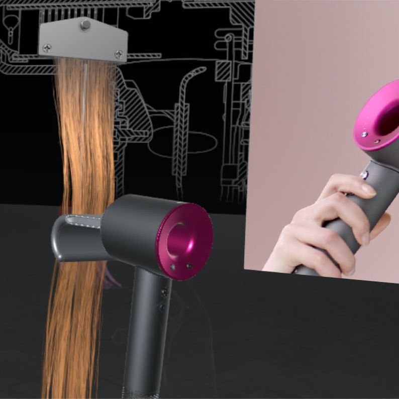 Dyson Supersonic drying hair within virtual reality experience