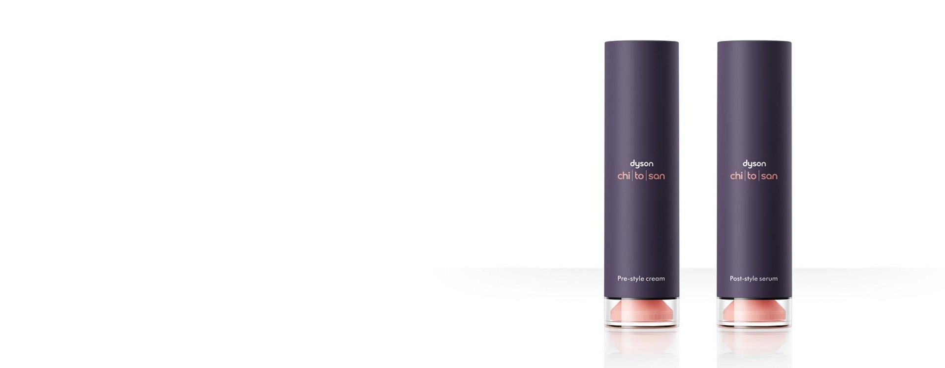 Dyson Chitosan styling products sitting side by side.
