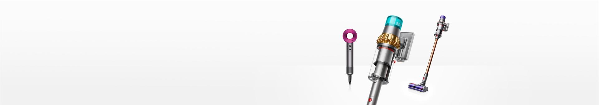 Dyson V15 Detect™ Complete and Dyson V12 Slim Complete™ vacuum cleaners, and Dyson Supersonic™ hair dryer (Iron/Fuchsia)