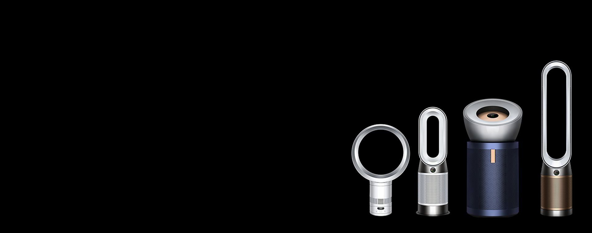 A range of Dyson purifiers, fans, heaters and humidifiers.