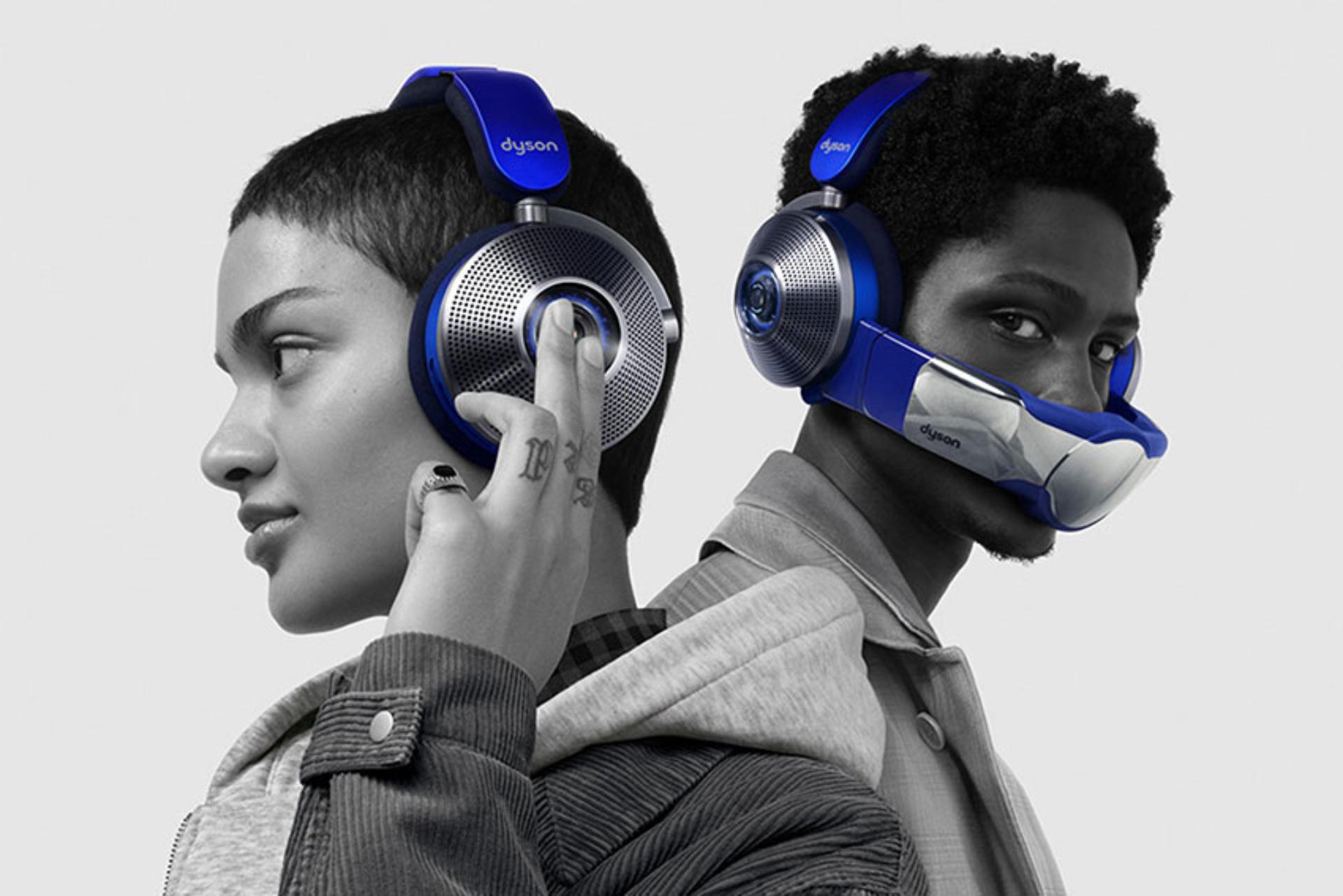 Man using the Dyson Zone noise cancelling headphones