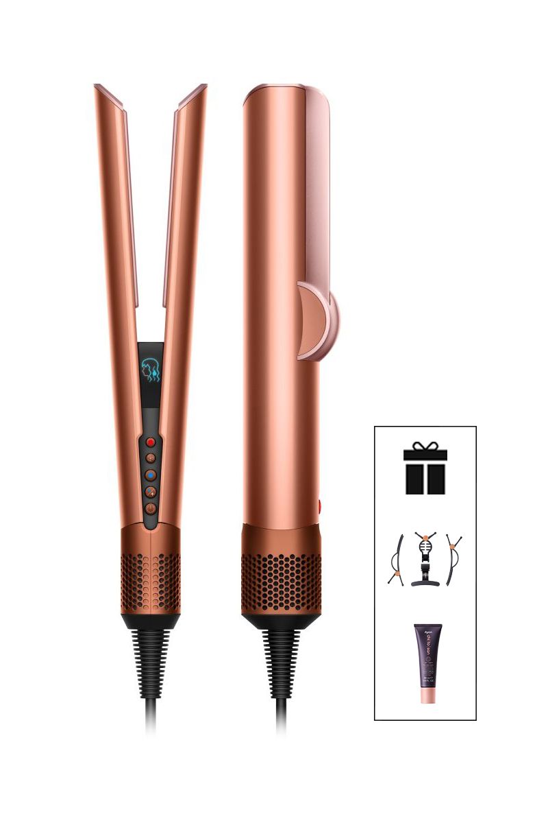 Noul aparat de uscat și îndreptat părul Dyson Airstrait™ (Amber silk / Pink champagne)