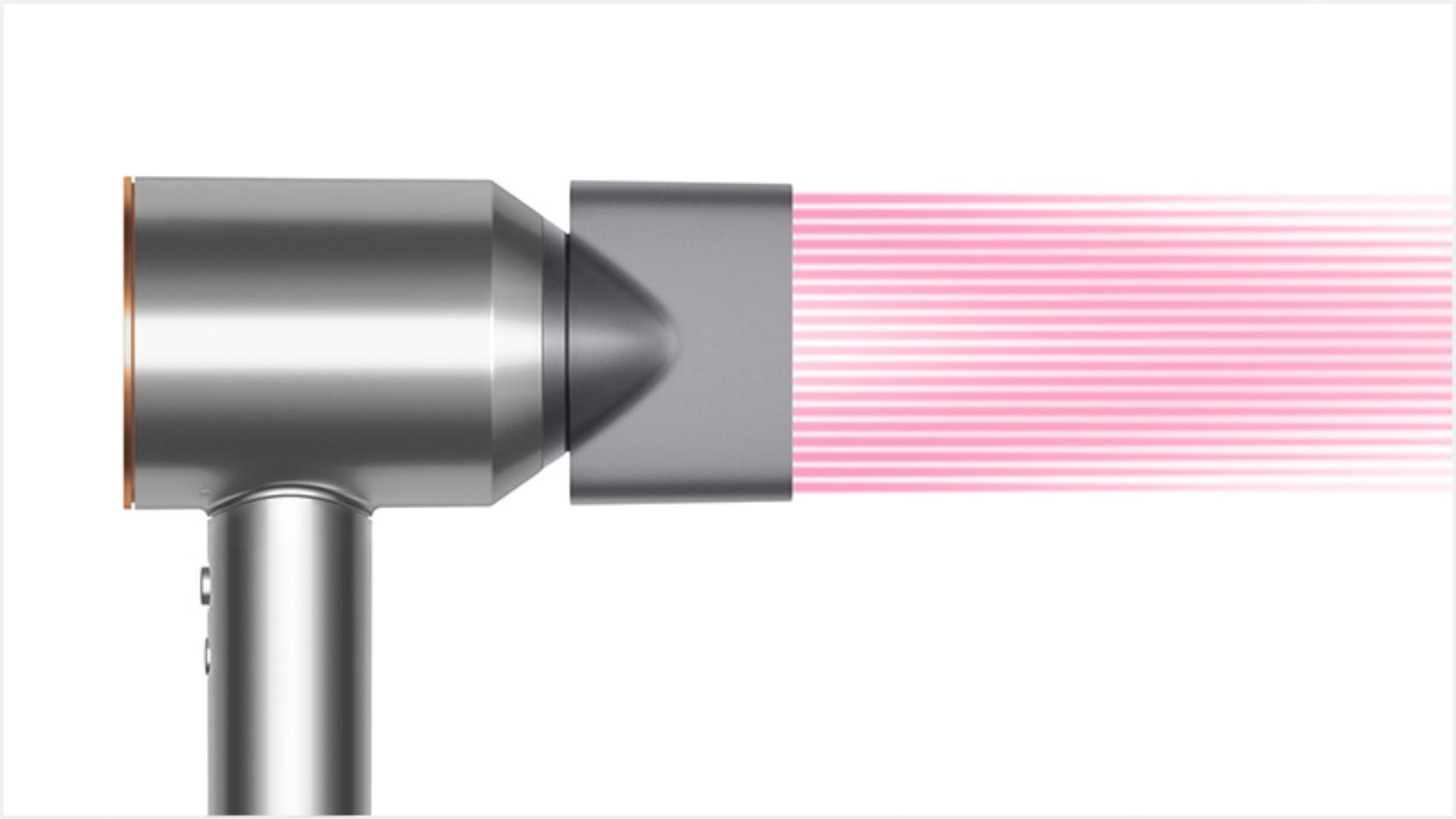 Dyson Supersonic™ hair dryer Iron/Fuchsia with re-engineered Styling concentrator attached
