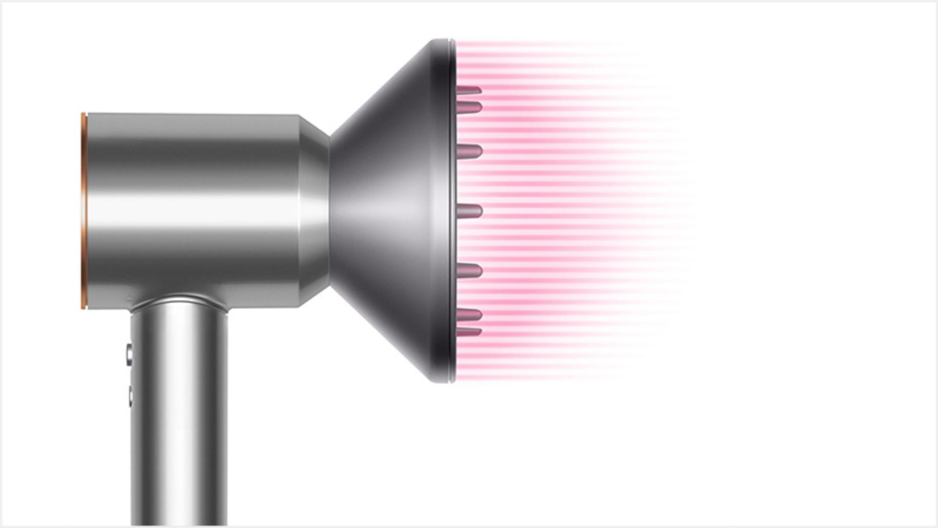 Dyson Supersonic™ hair dryer Iron/Fuchsia with re-engineered Diffuser attached