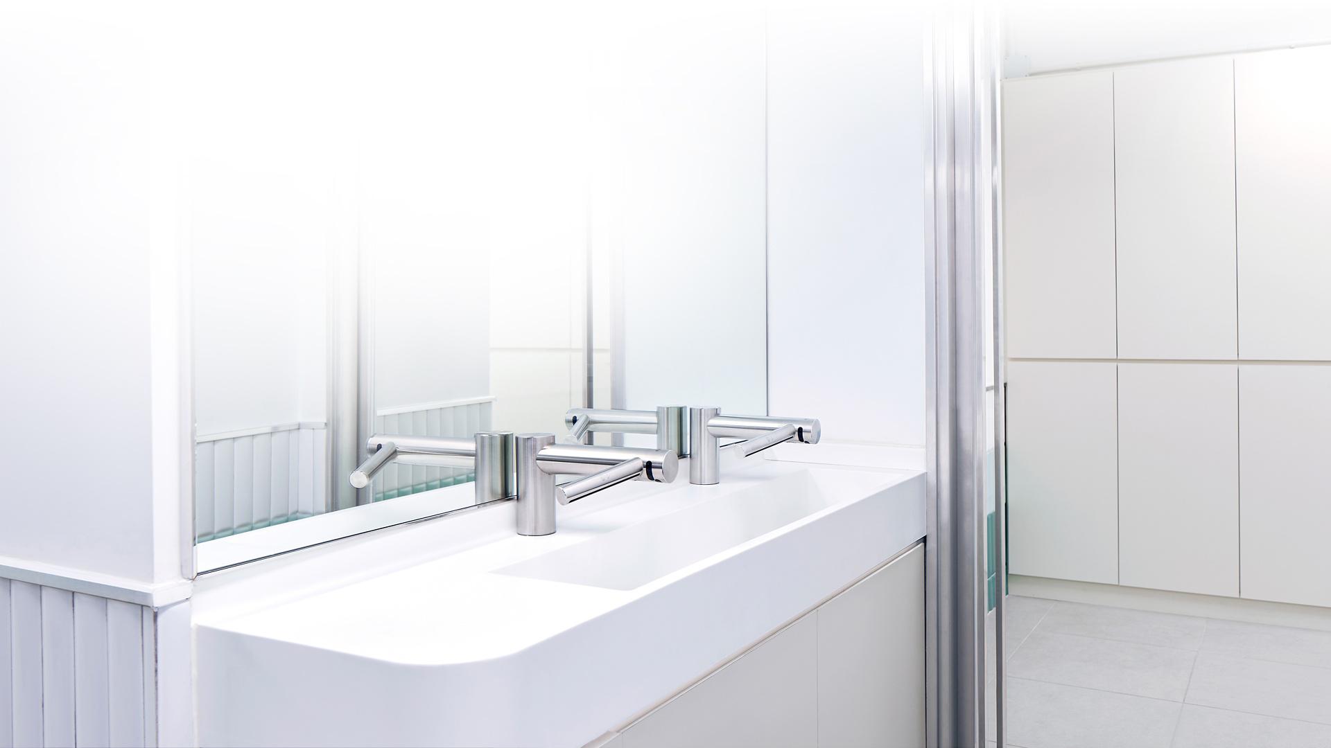 Dyson Airblade 9kJ and Airblade Wash+Dry in a kitchen