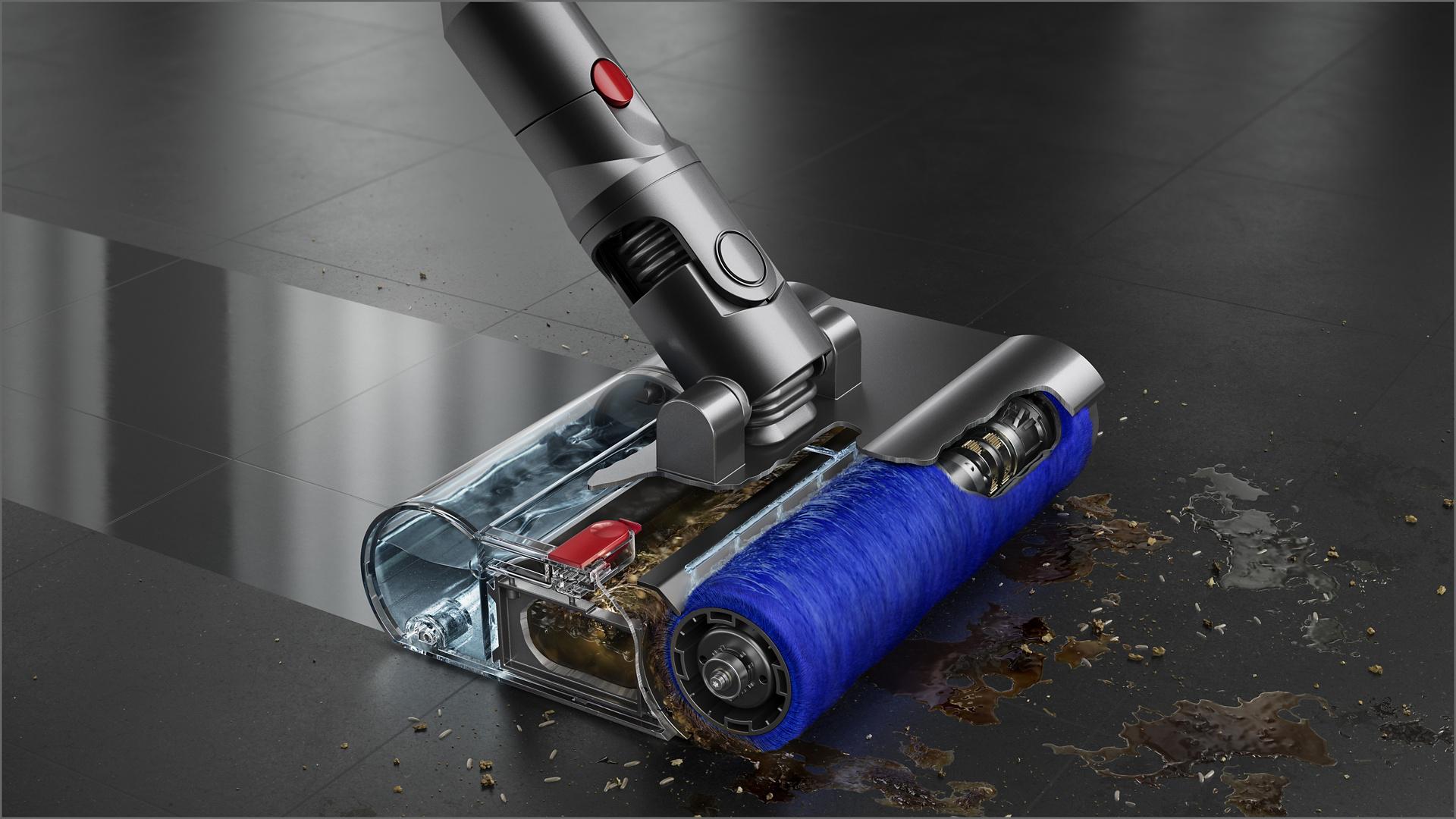 The Dyson V12s vacuum cleaner with the Submarine wet roller head.