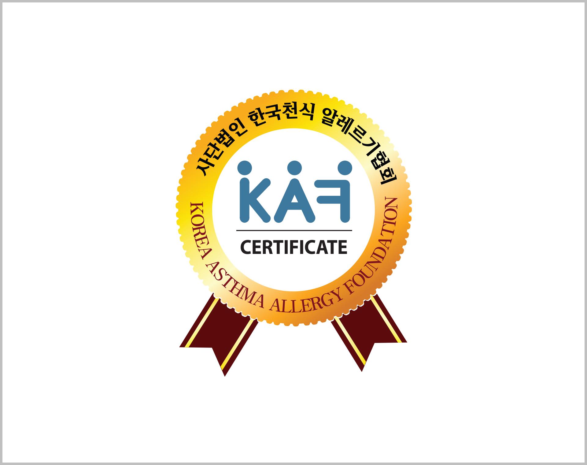Certificated by Korea Asthma and Allergy Foundation