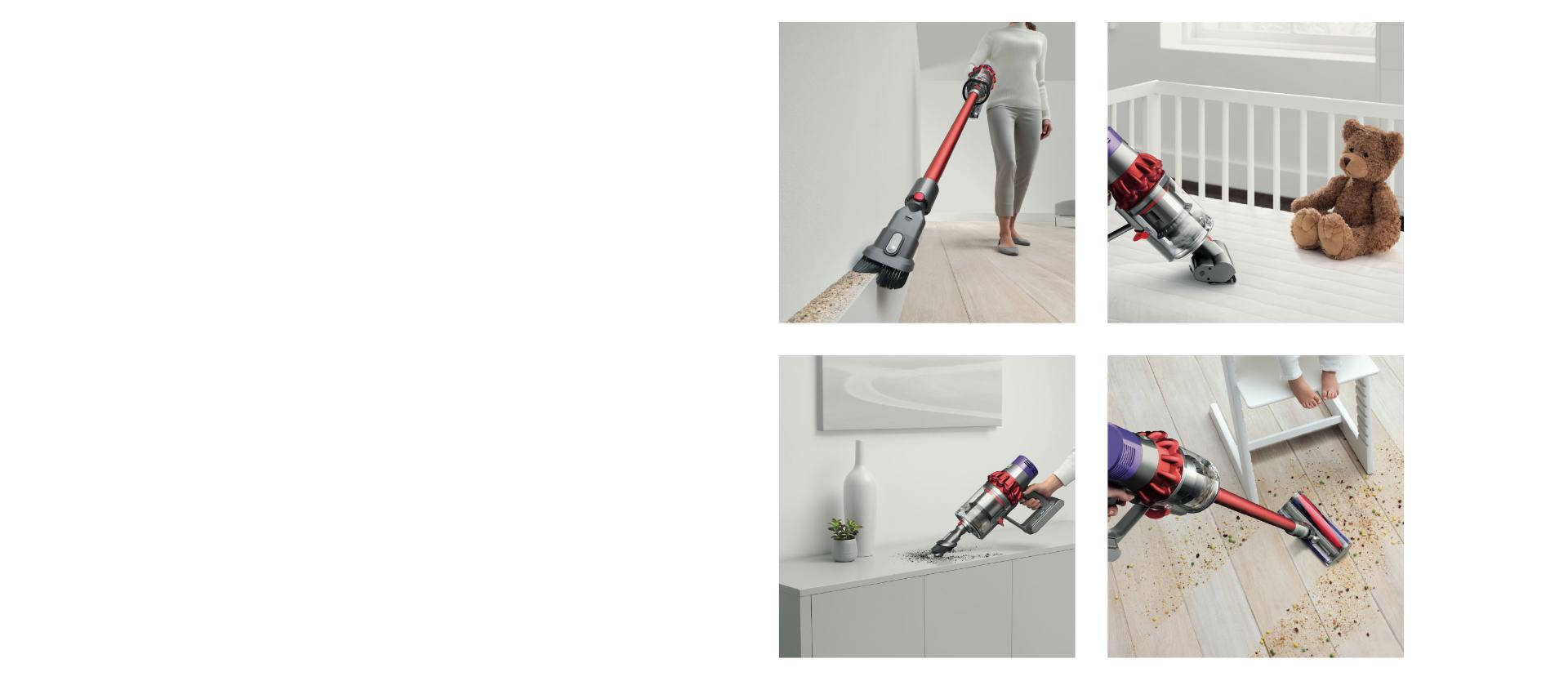 Dyson Cyclone V10™ 吸塵機由直立式轉換成手提吸塵機的動畫