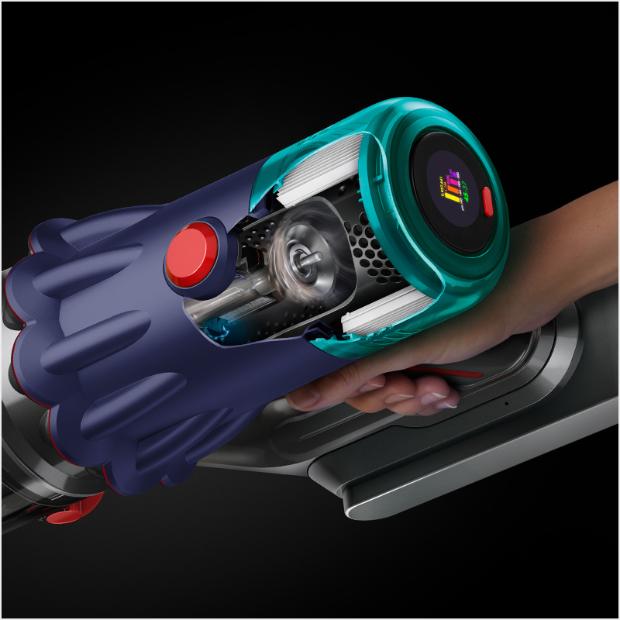 A cutaway of the side of a V12s showing the motor spinning.