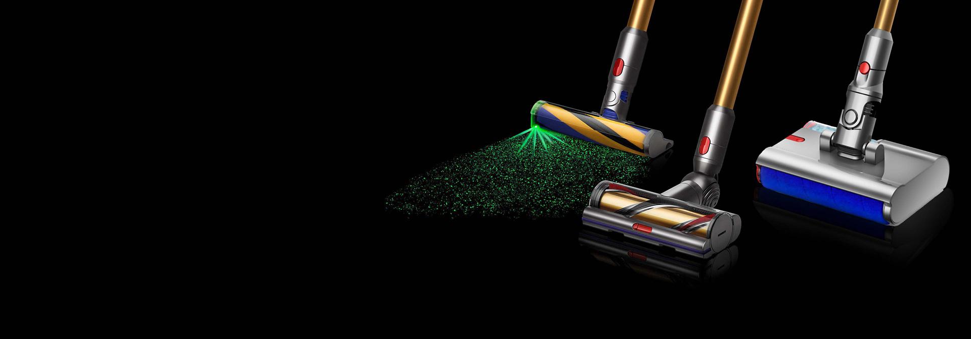 A selection of Dyson cordless vacuums.