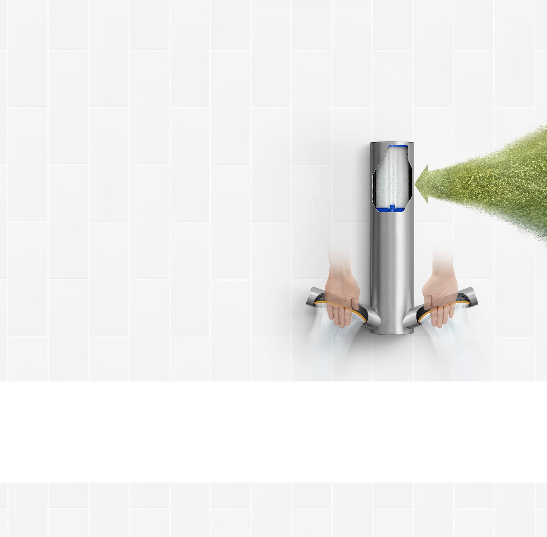 Dyson Airblade™ 9kJ 乾手機剖視圖HEPA過濾