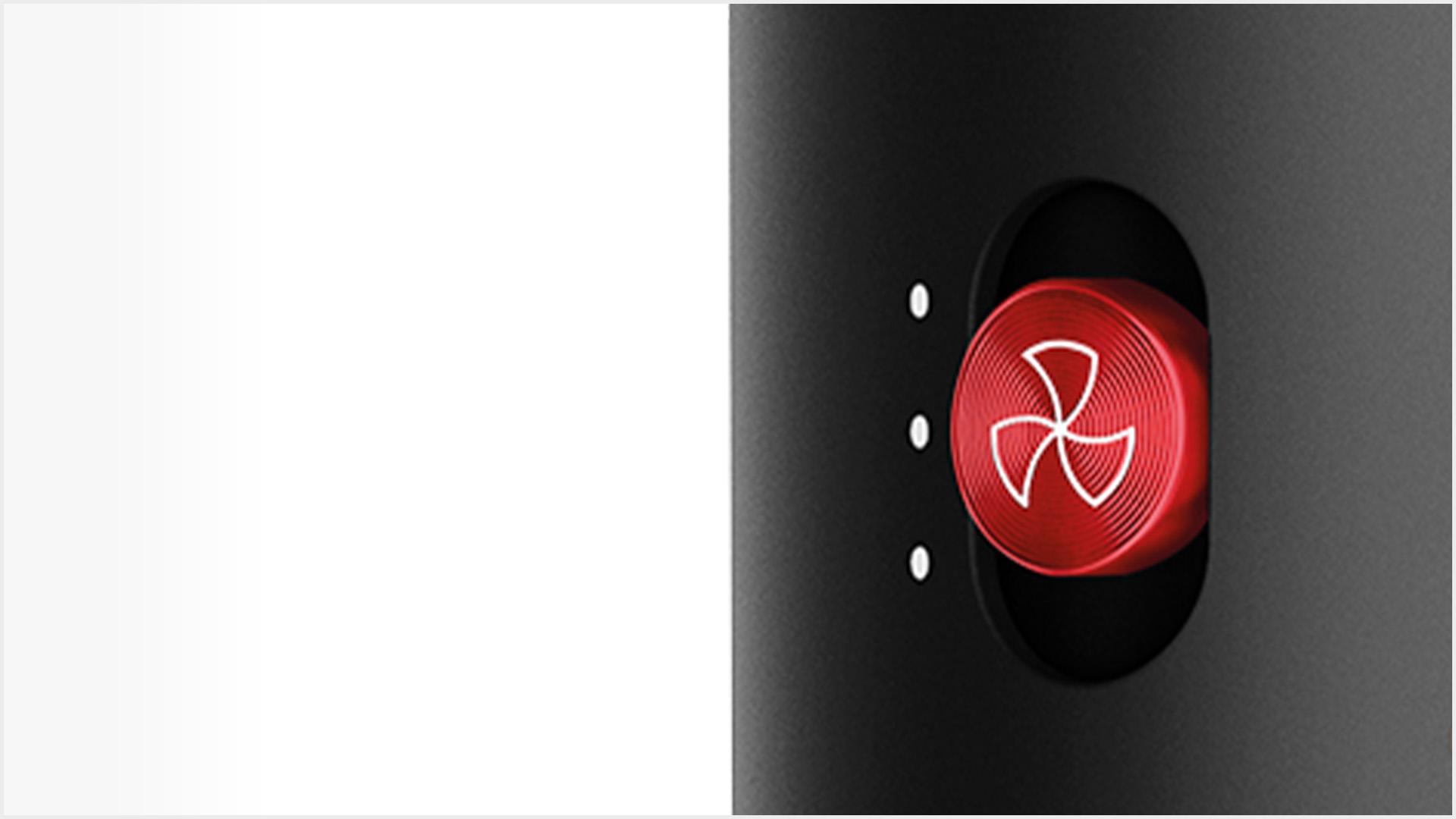 لقطة توضح زر سرعة الهواء مع الإعدادات الثلاثة