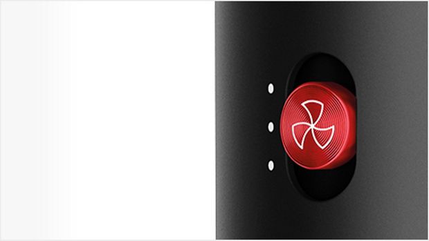 لقطة توضح زر سرعة الهواء مع الإعدادات الثلاثة