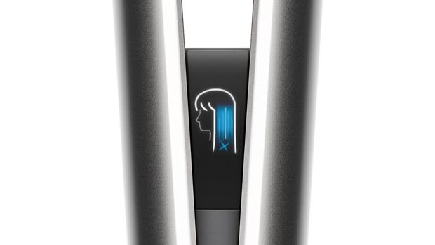 Close-up of the Dyson Airstrait's LCD screen showing Cool mode.