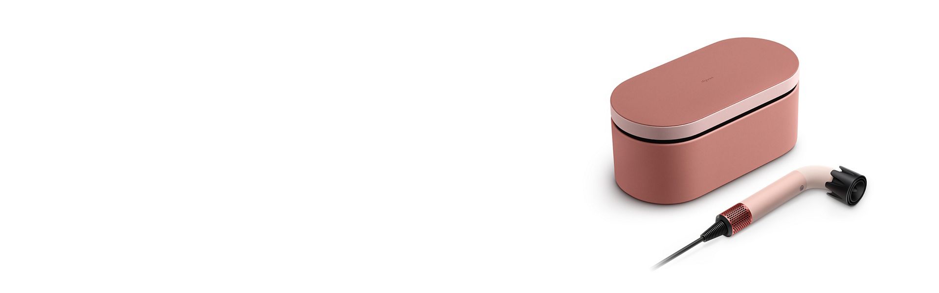 The Dyson Supersonic r hair dryer and Presentation case in the Kanzan Pink colourway.