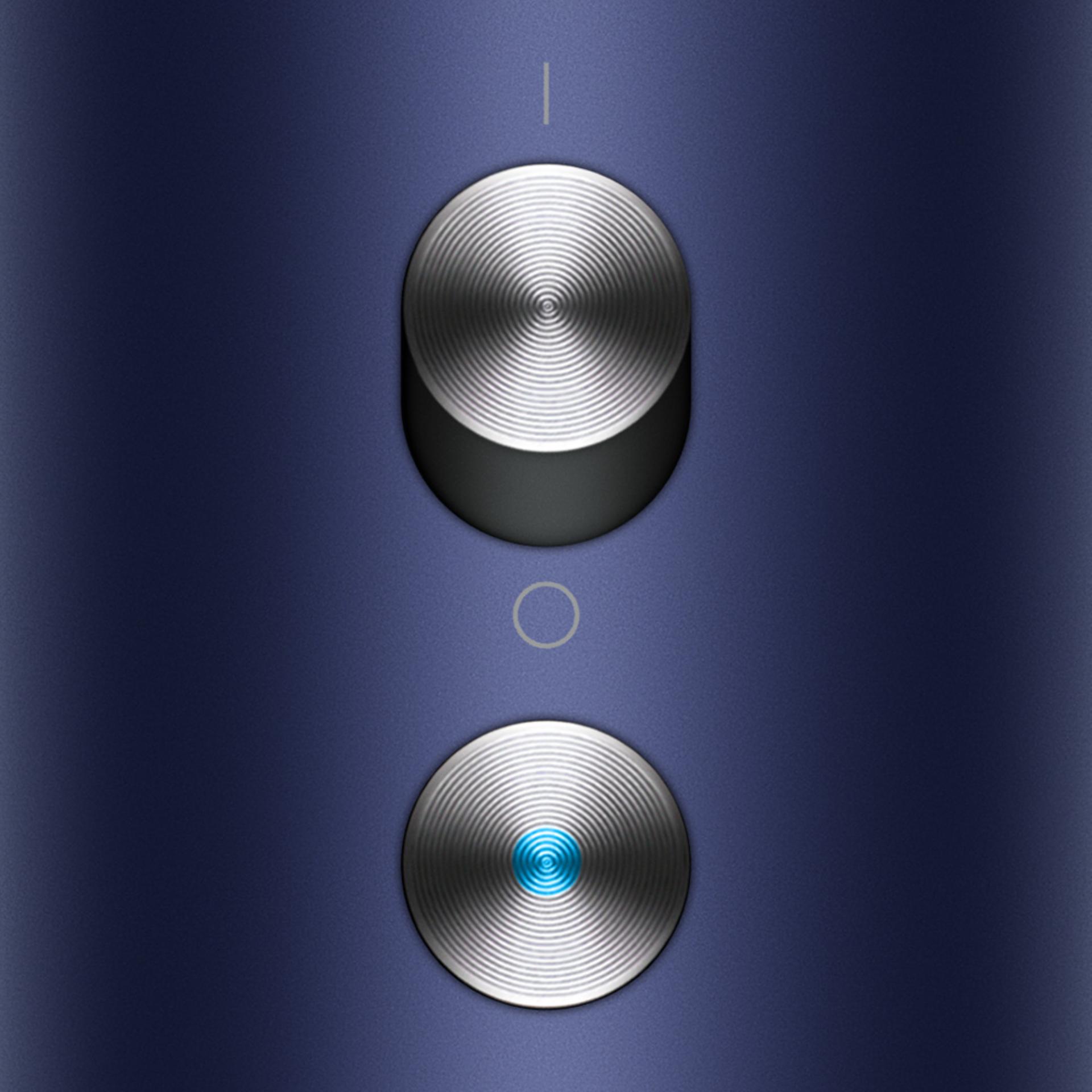 The power and Cold-shot buttons on the Dyson Supersonic Nural hair dryer.