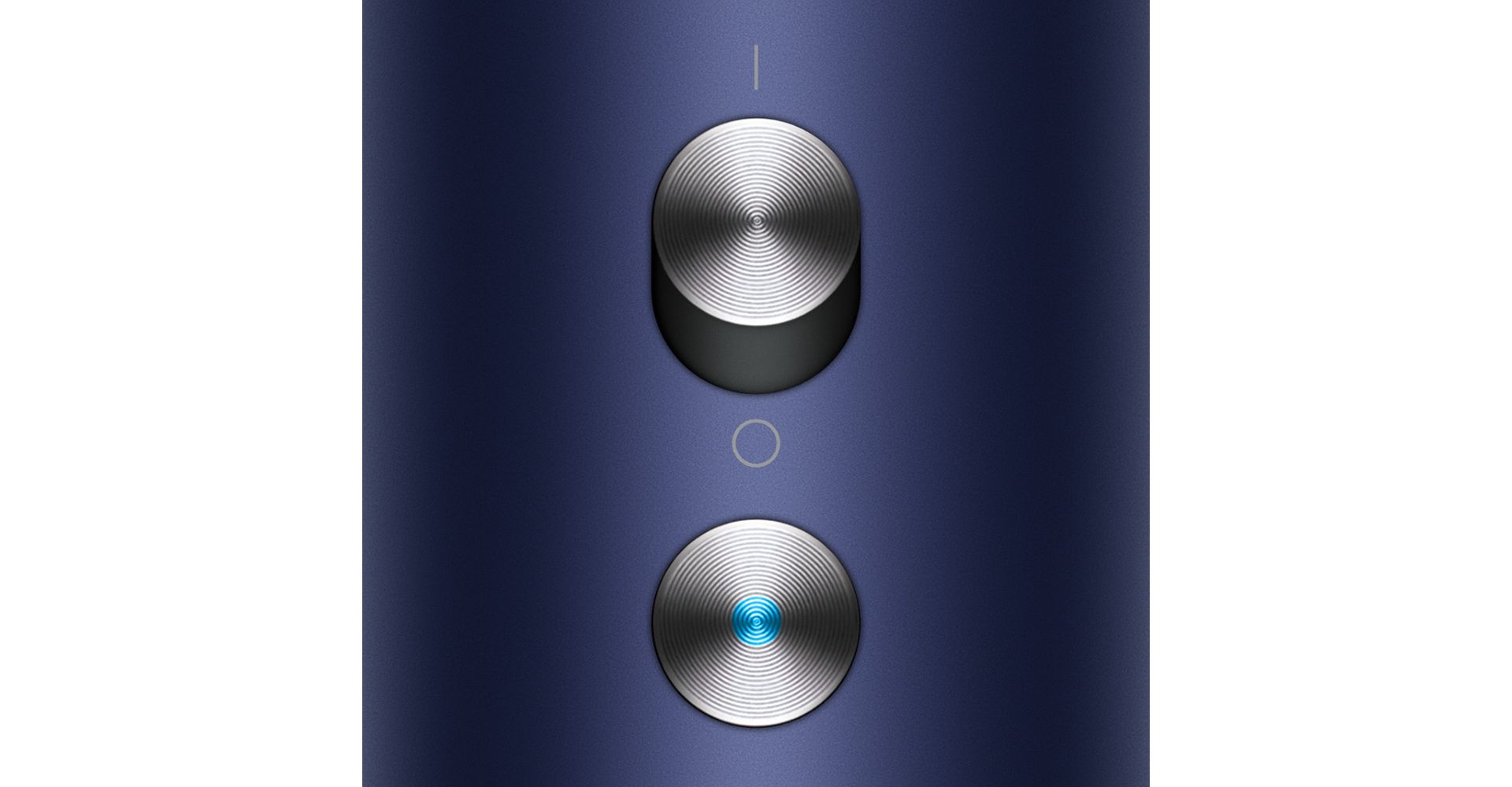 The power and Cold-shot buttons on the Dyson Supersonic Nural hair dryer.