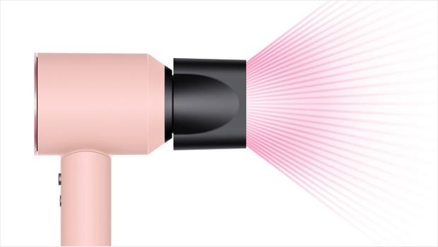 Dyson Supersonic™ Origin hair dryer Sakura/Rose Gold with Smoothing Nozzle attached