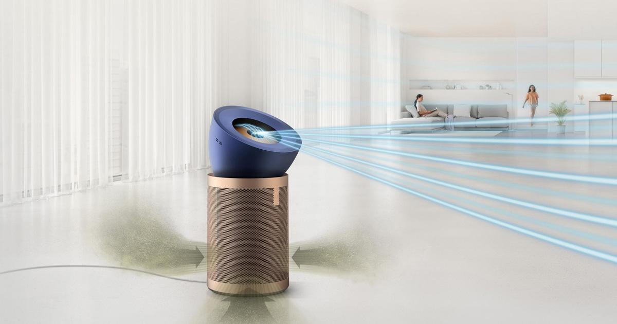 Purificateur Dyson dans une pièce qui absorbe les mauvaises odeurs