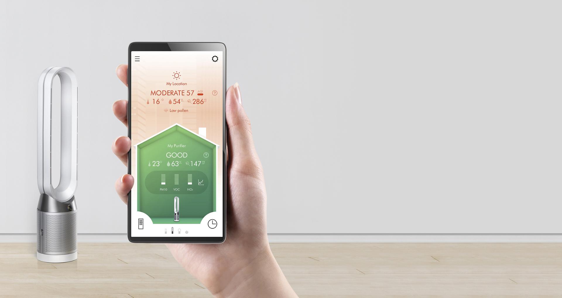 צילום מקרוב של אפליקציית Dyson Link