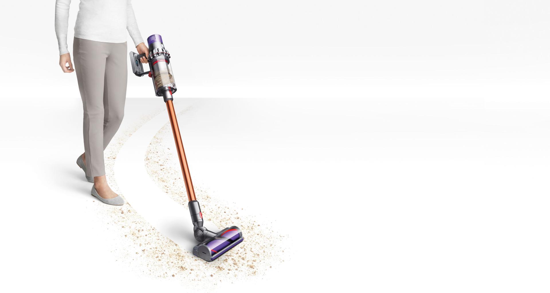 Dyson Cyclone V10™ vacuum cleaner on white floor