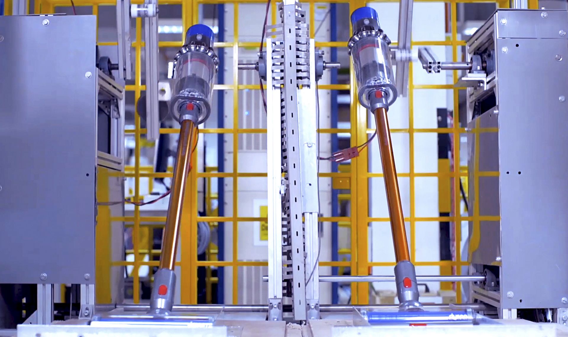 Two Dyson Cyclone V10™ vacuums being factory tested