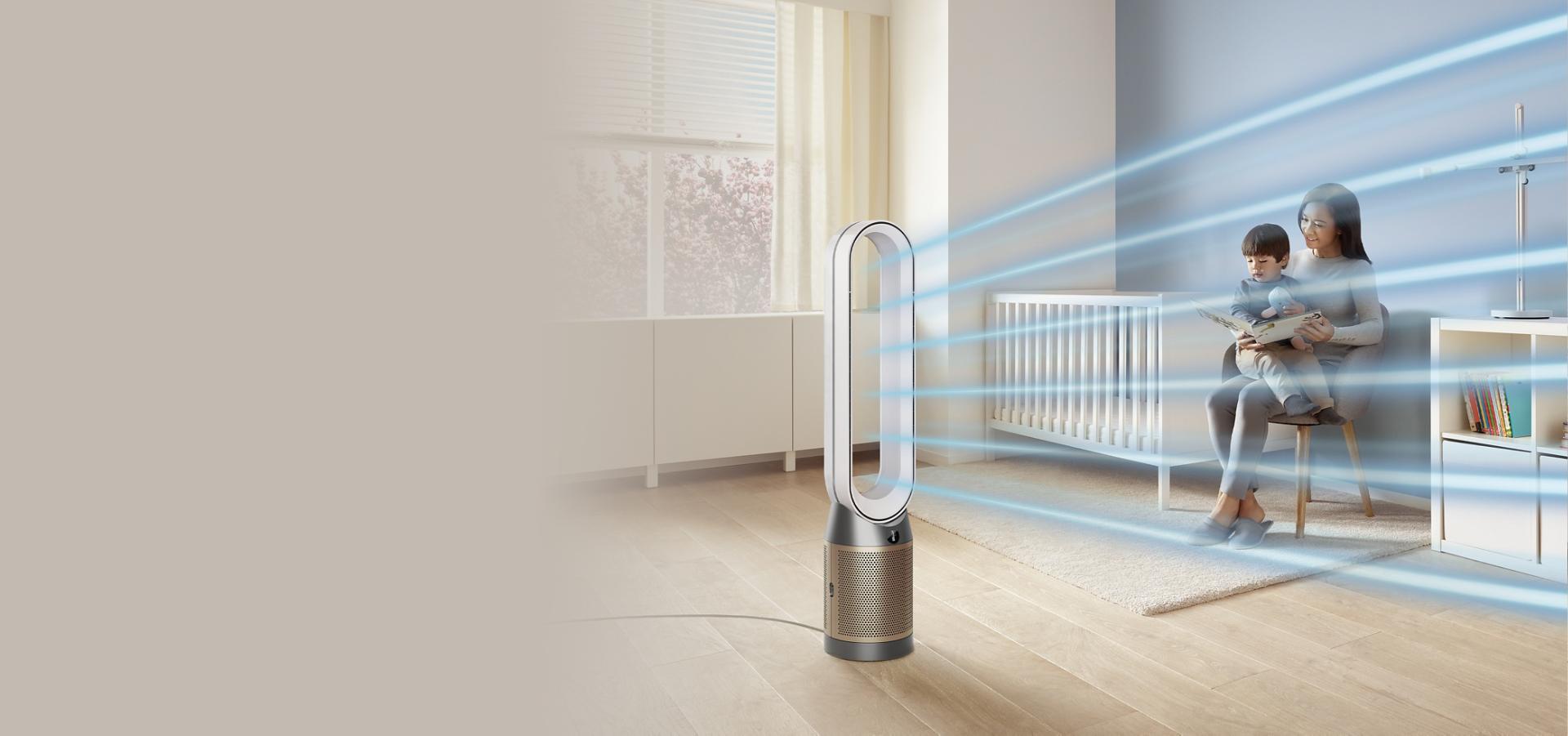 Dyson purifier purifying the air in a child's bedroom