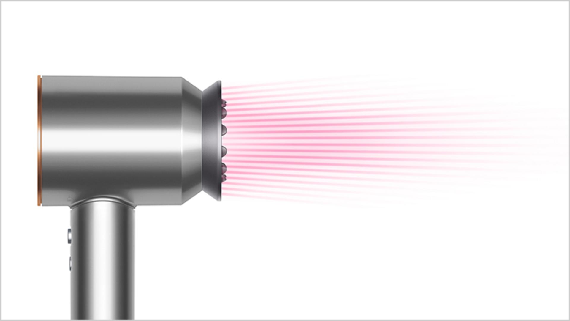 Side view of the Dyson Supersonic with Gentle air attachment.