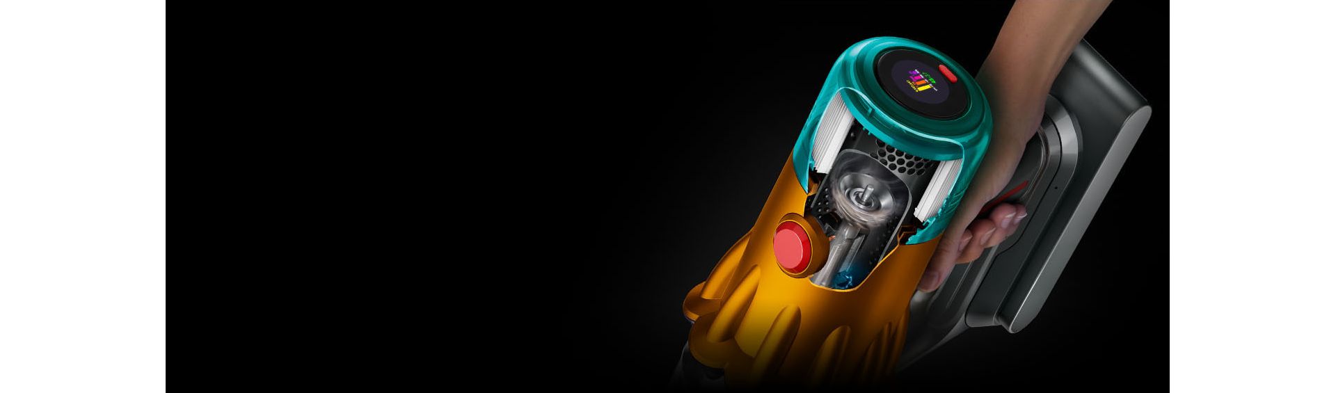 Cutaway of the Dyson V12s Detect Slim Submarine showing the Hyperdymium motor.