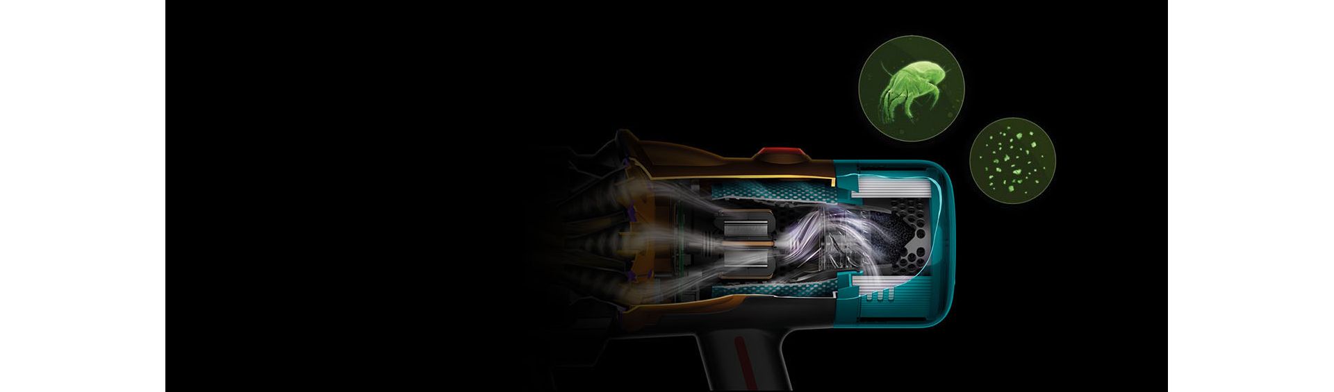 The filter inside the Dyson V12s Detect Slim Submarine  wet and dry vacuum cleaner.