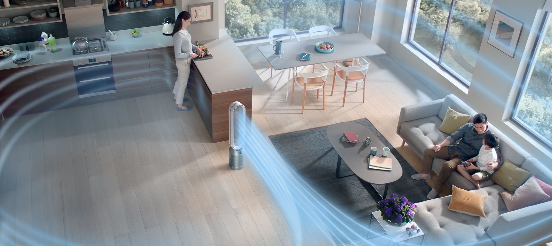 Purificador Dyson Pure Cool™ numa sala de estar