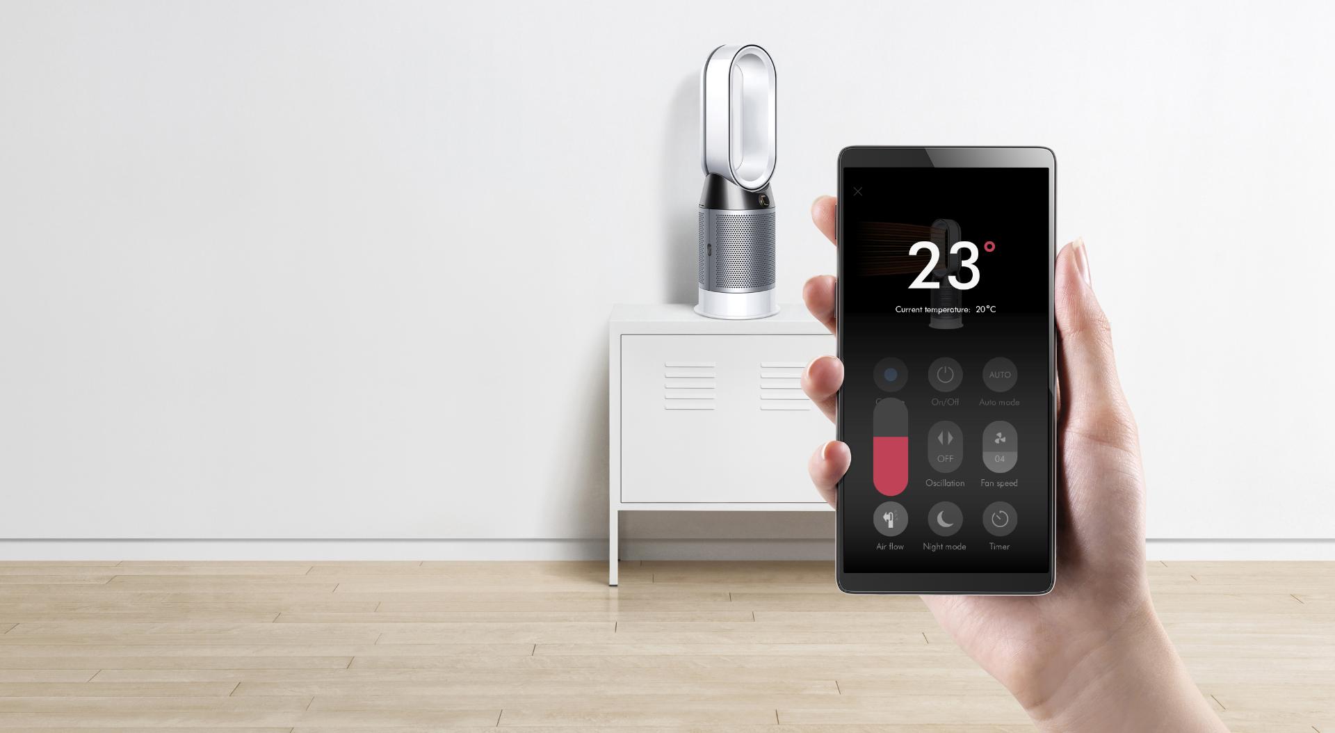 Selecting temperature on the Dyson Link app
