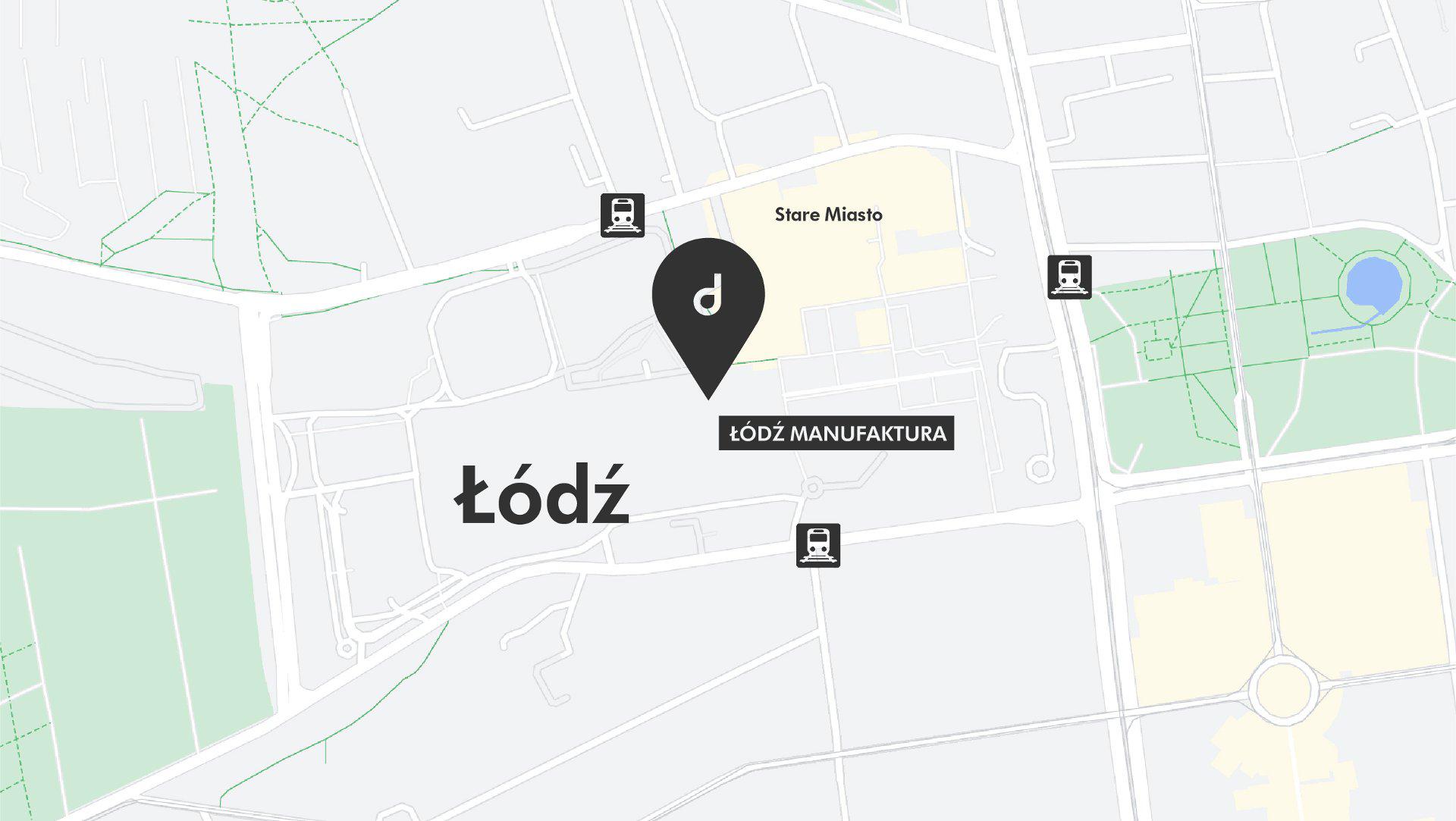 Mapa sklep Dyson Łódź - Łódź Manufaktura