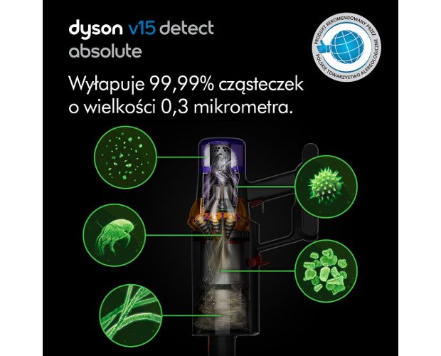 ikony cząstek składające się na domowy kurz oraz logo PTA