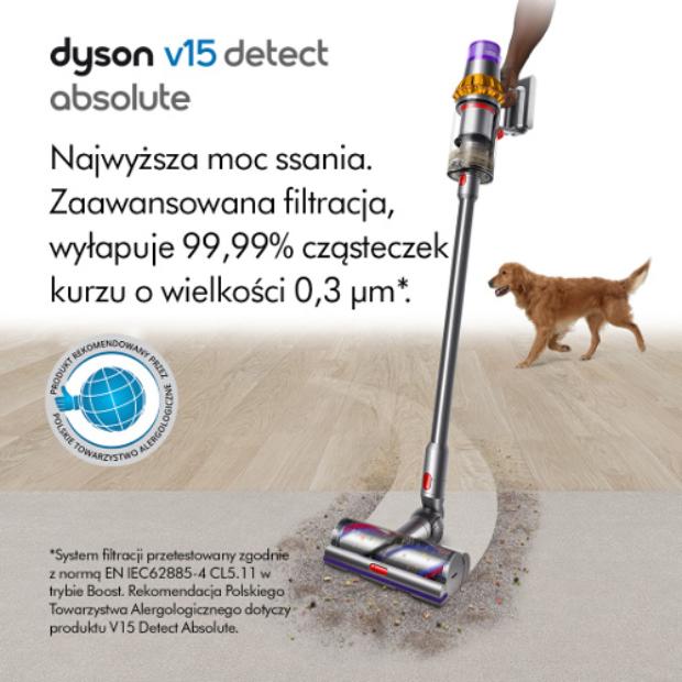 odkurzacz Dyson V15 Detect odkurzający dywan