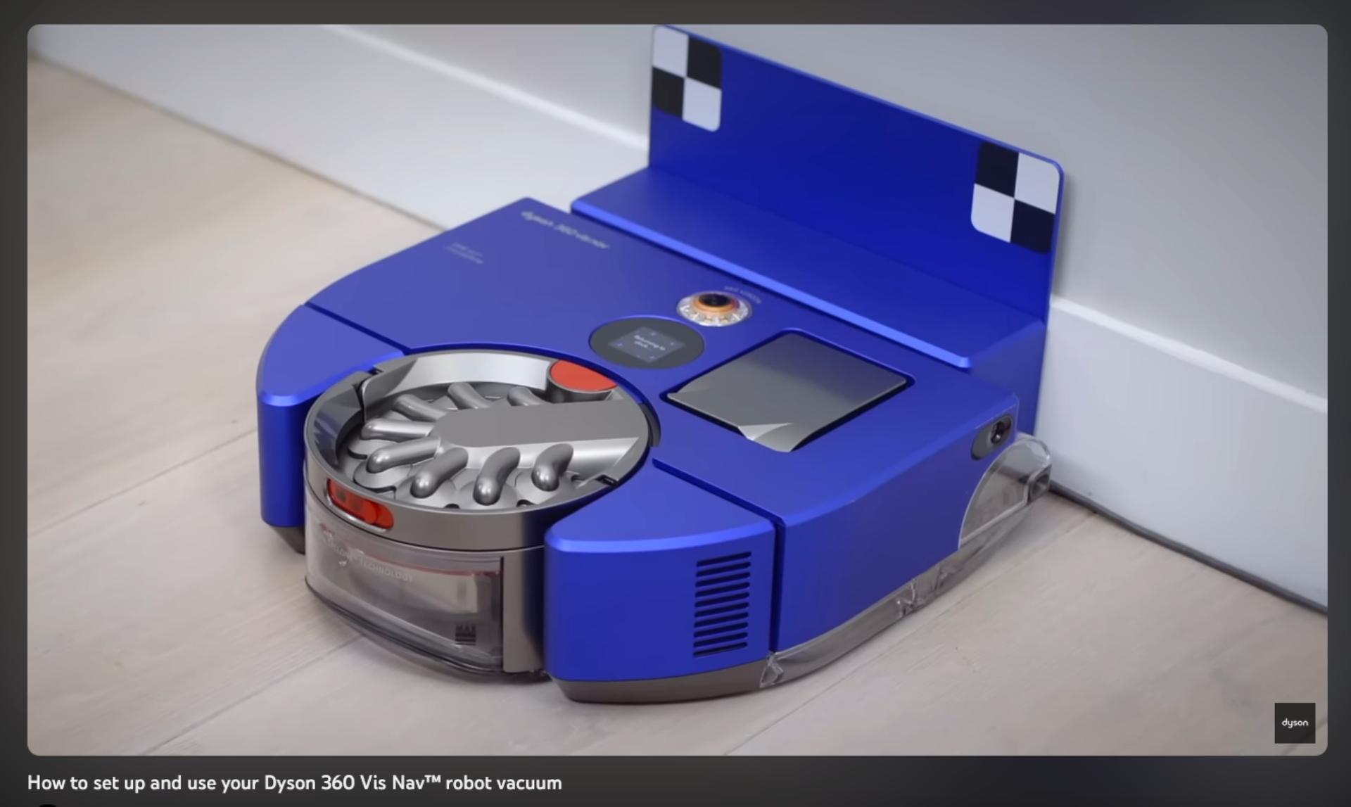 widok na filmik instruktażowy dotyczący robota sprzątającego Dyson 360 Vis Nav w serwisie YouTube