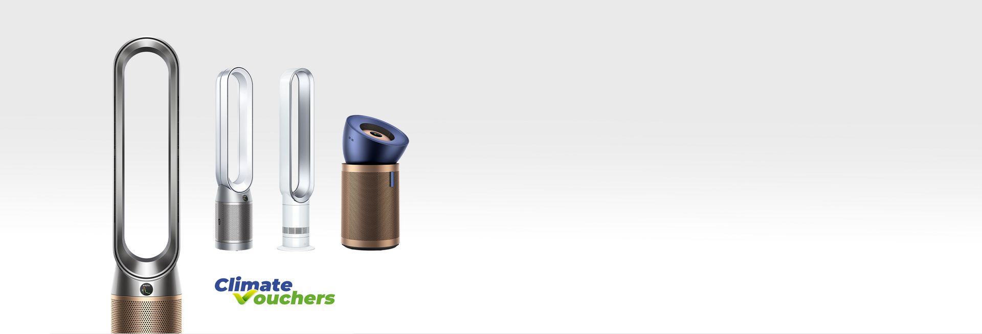 Dyson Air purifiers range with climate voucher logo