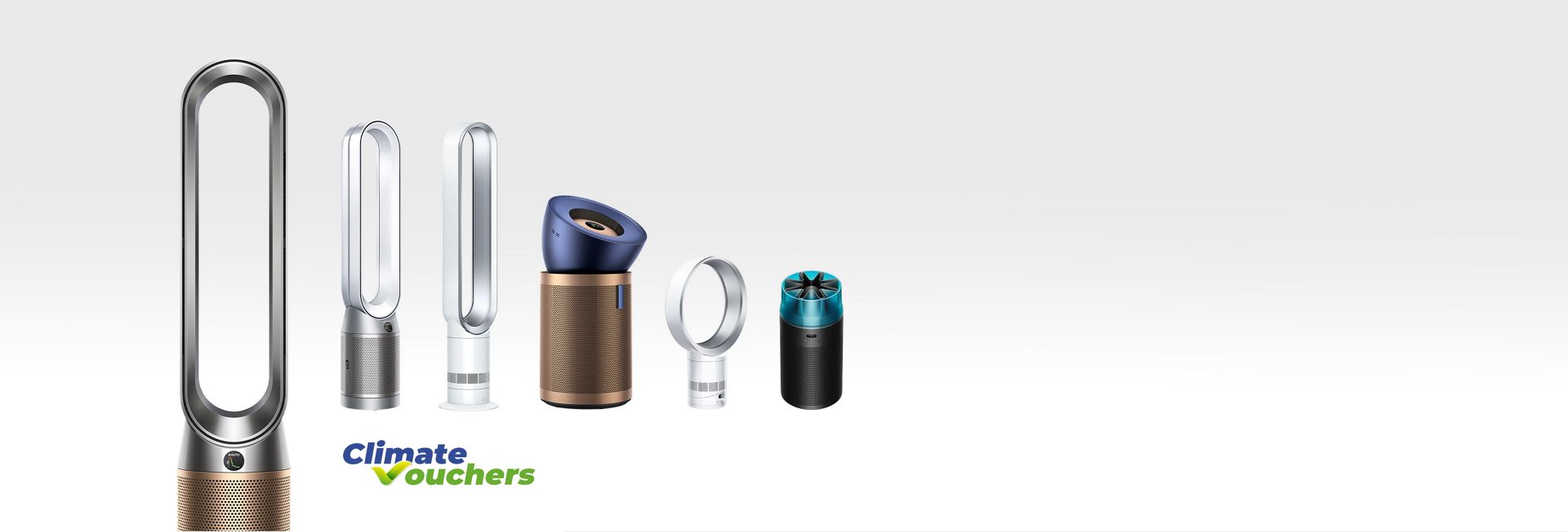 Dyson Air purifiers range with climate voucher logo