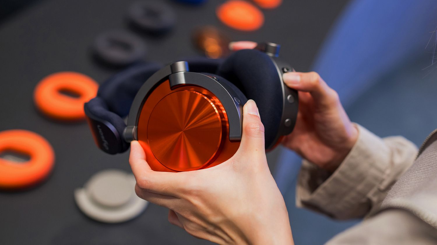 OnTrac headphones with Chrome Red outer caps