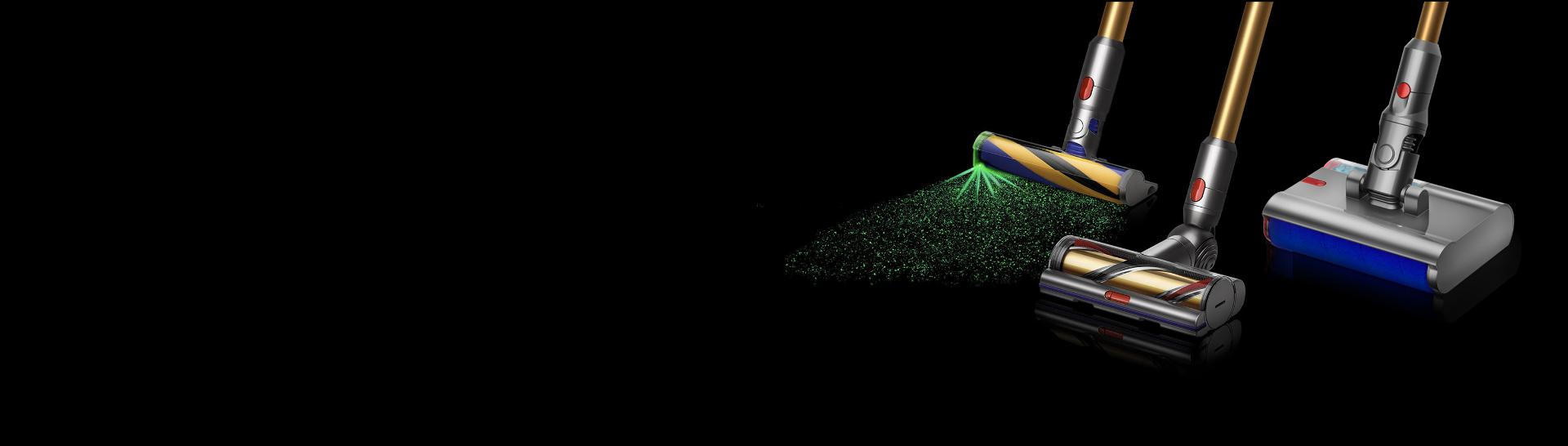 A selection of Dyson cordless vacuums.