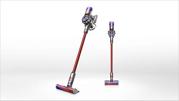 Dyson V8 slim being used on flooring