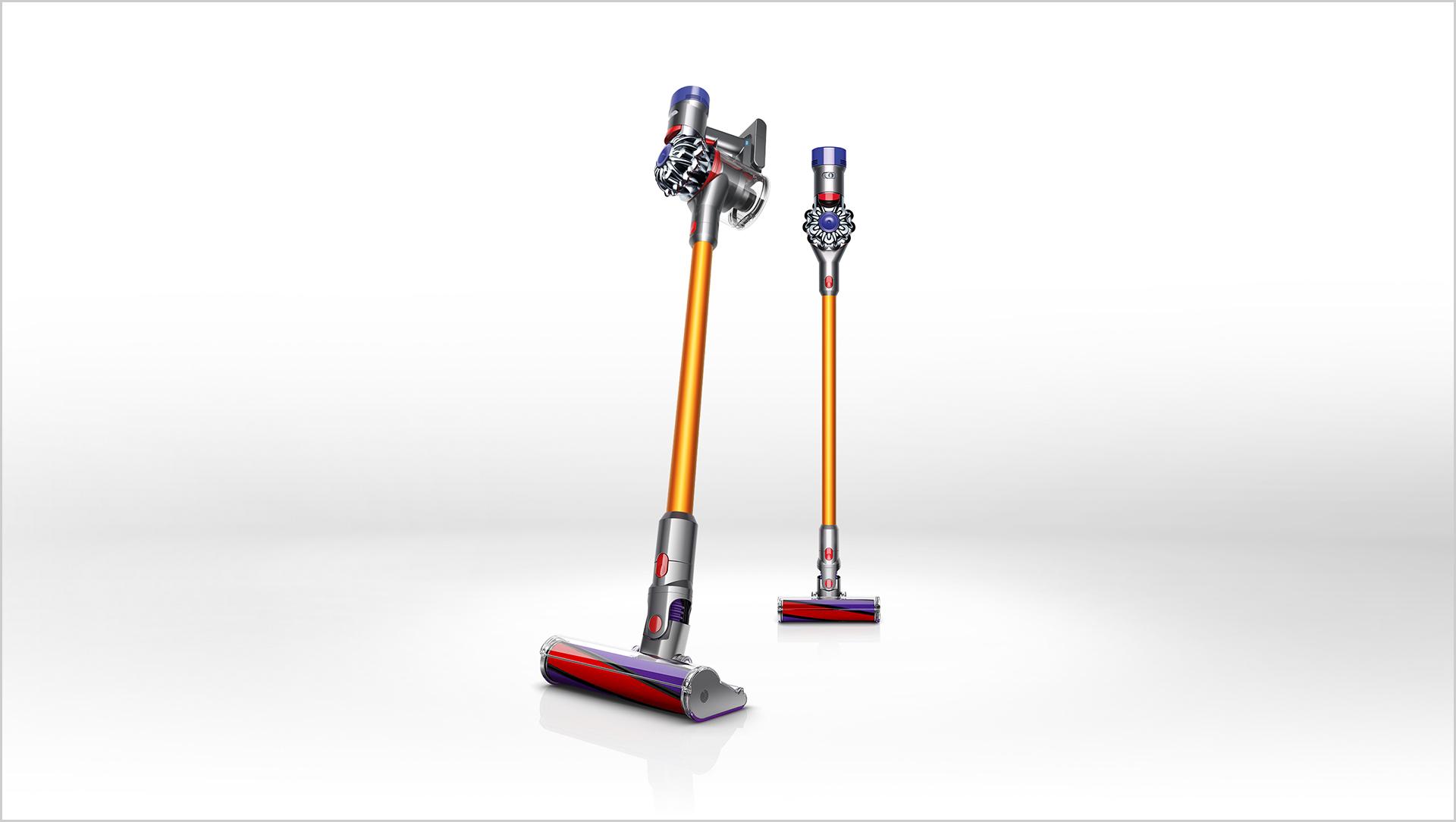 Dyson V8 being used on flooring