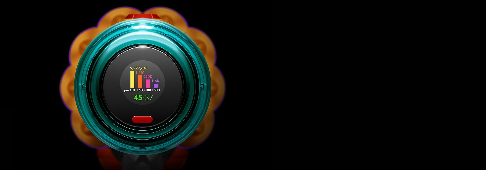 The screen of the Dyson V12 Detect Slim cordless vacuum.