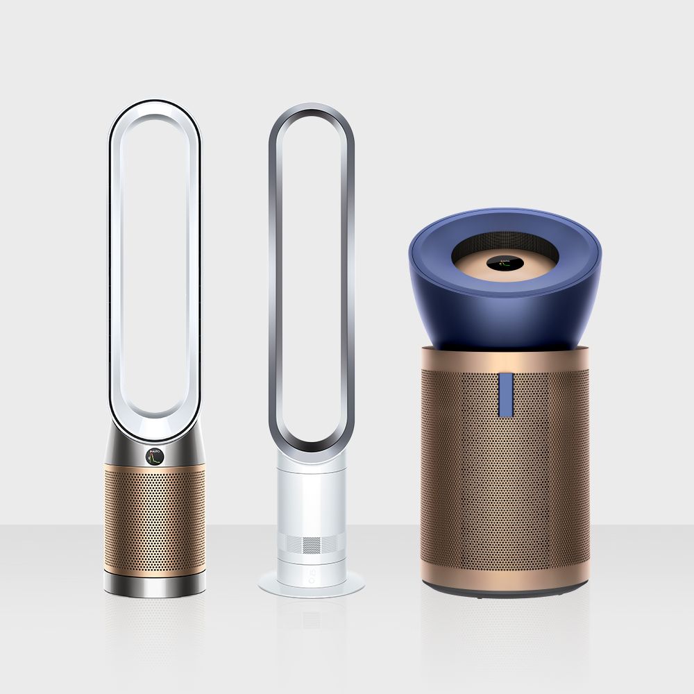 A range of Dyson purifiers.