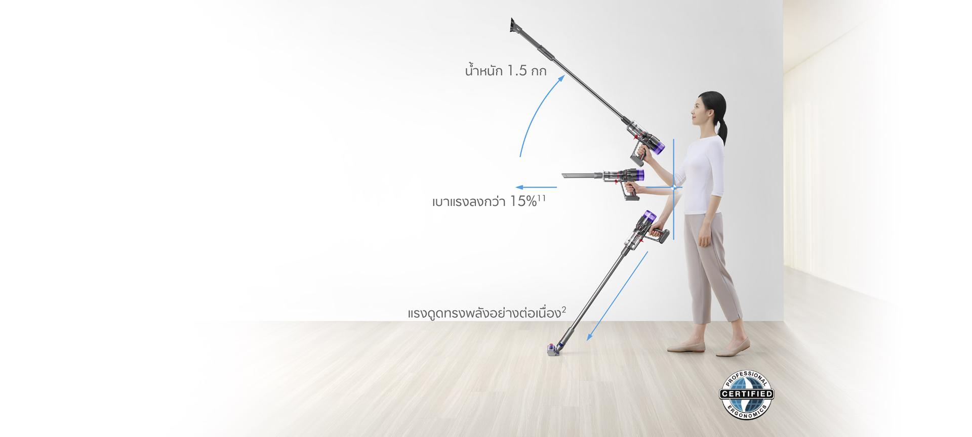 Woman holding Dyson Micro 1.5kg