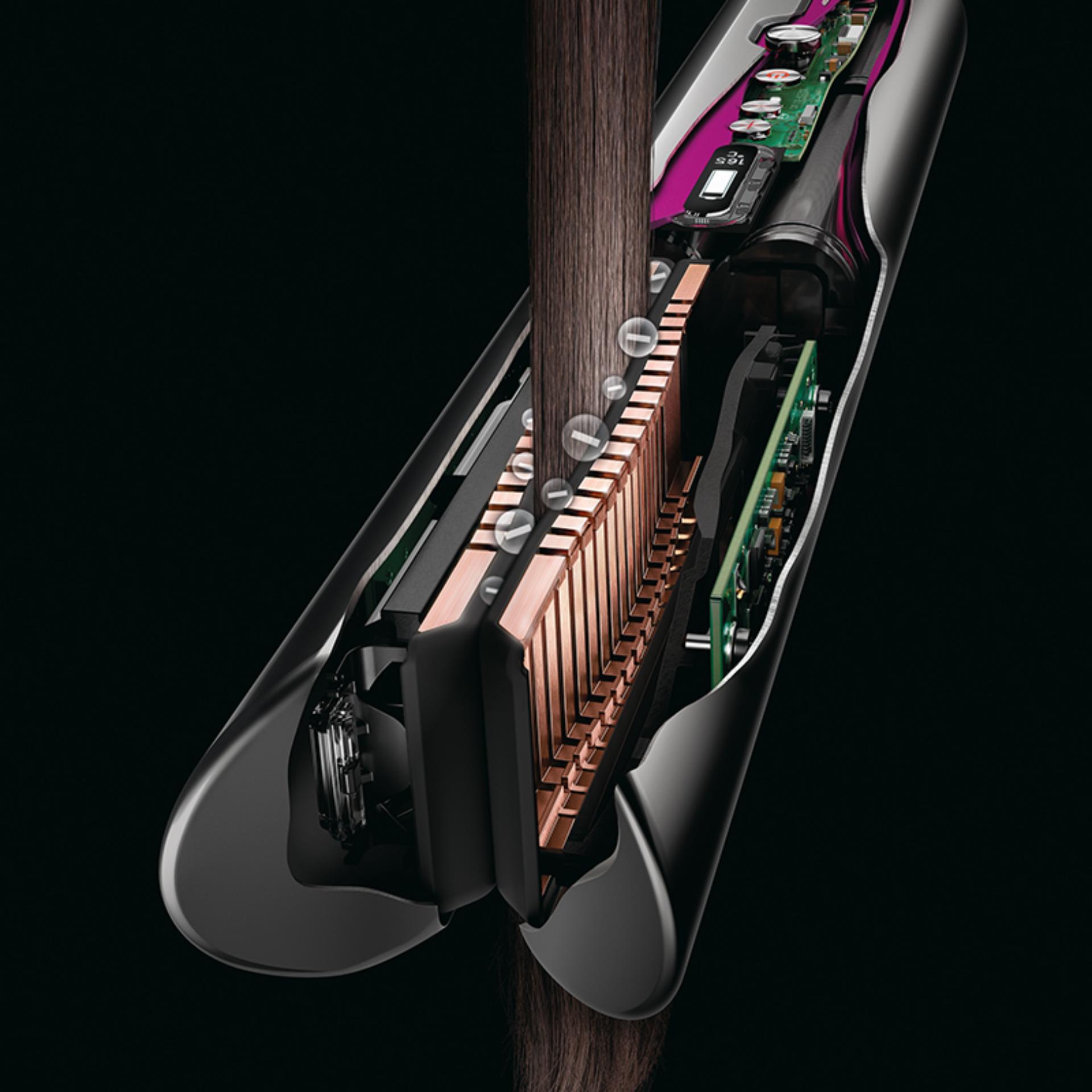 Zbliżenie na technologię elastycznych płytek prostownicy Dyson Corrale