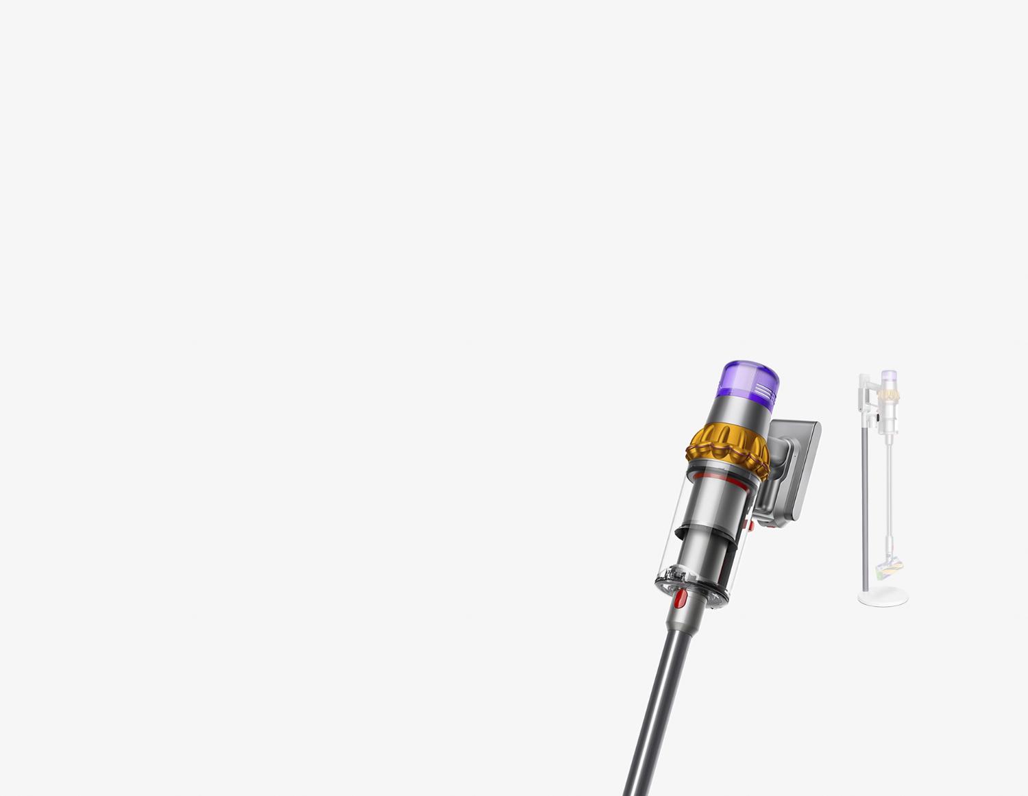 Dyson V11 vacuum picking up dirt from a carpet
